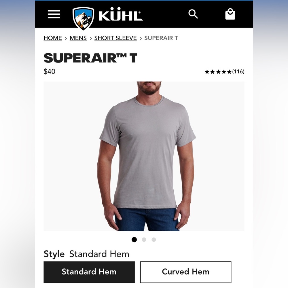 Kuhl Men’s Superair T Light Gray Size Large